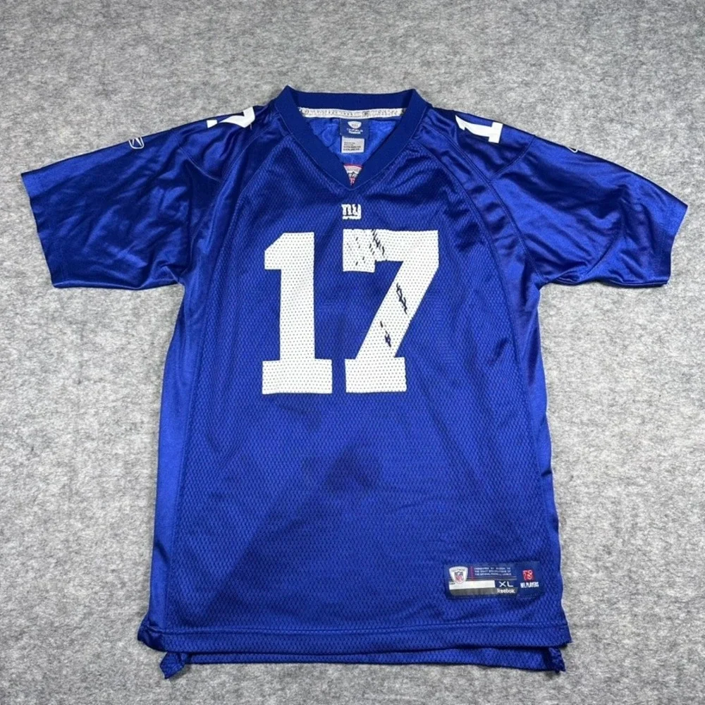 Reebok NFL Jersey Youth XL Blue Plaxico Burress 17 New York Giants Mesh‎